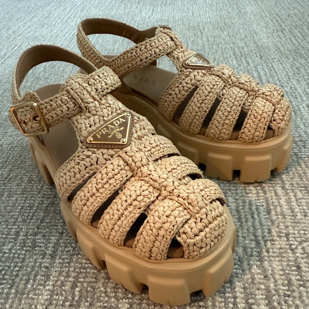 Prada Crochet Chunky Cage Sandals